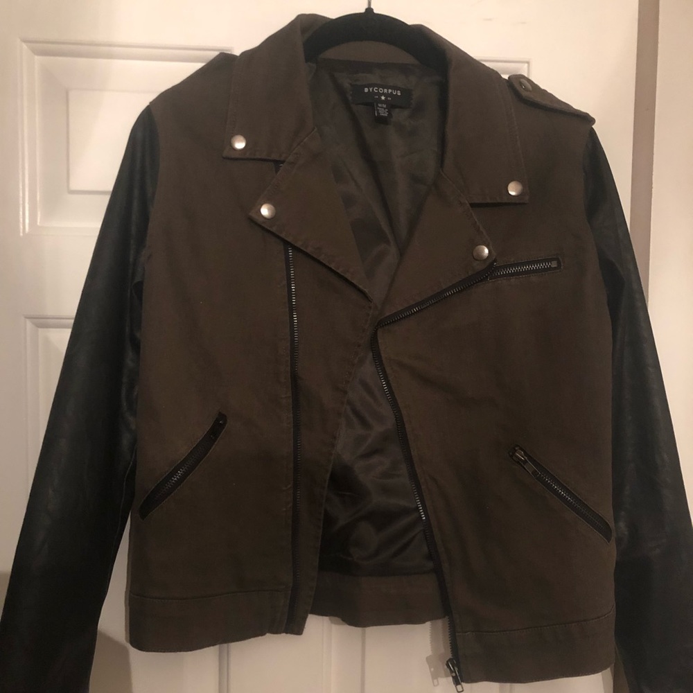 Denim and feaux leather jacket